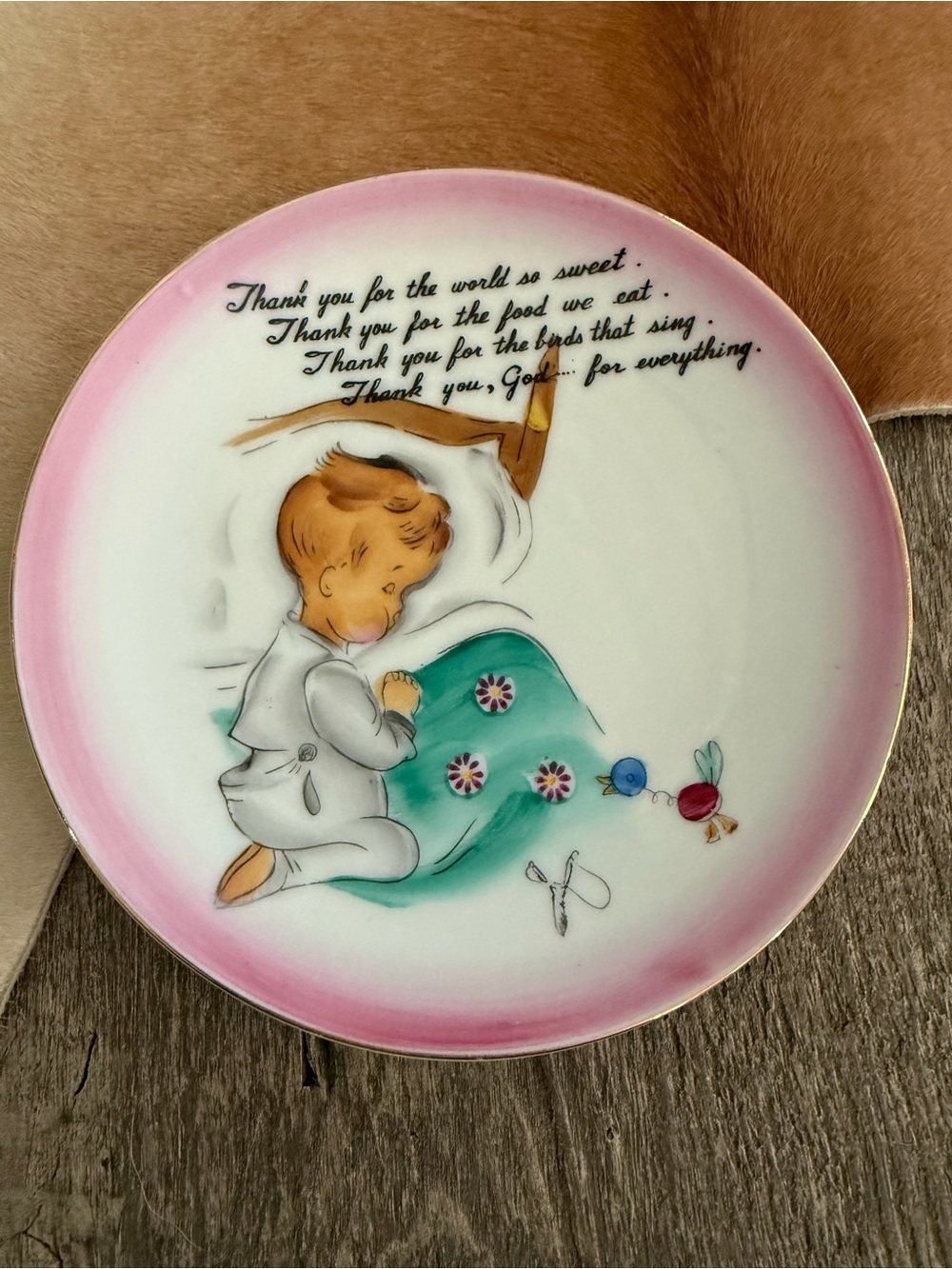 Vintage Lefton Collector’s Child Plate Thank You God